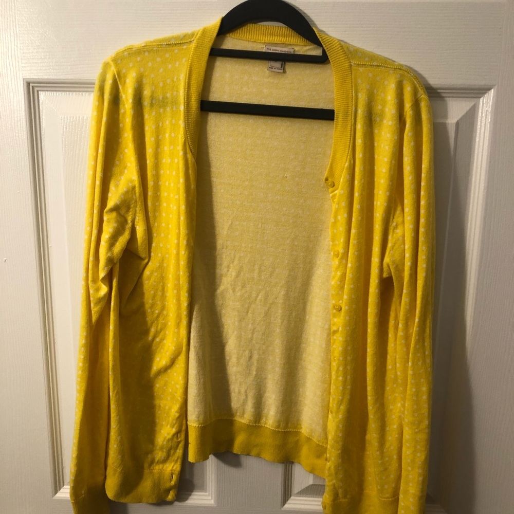 J. Crew The Caryn Cardigan Yellow with White Dot
